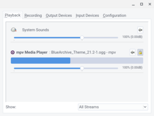 Qt port of volume control pavucontrol