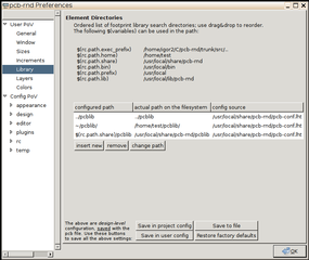 Setting up the library search path in the preferences window