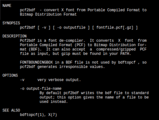 convert X11 font from PCF to BDF format
