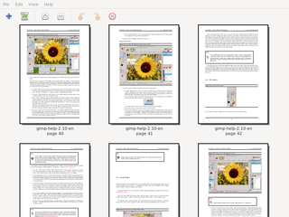 Gimp user manual in PDF Arranger with Adwaita theme