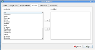 Menu->Tools->Automate/Batch_5-Filters
