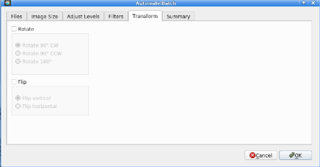 Menu->Tools->Automate/Batch_6-Transform