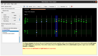 PianoBooster main screen with tutorial