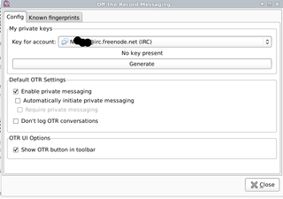 This is the configuration window, to generate keypairs and set the behavior.