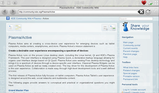 web browser for the KDE Plasma Active workspace