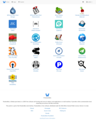 Front page of FreedomBox web interface with all applications installed