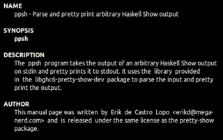 Program to parse and pretty print arbitrary Haskell Show output