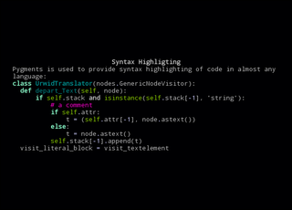 Syntax highlighting in presentty