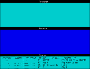 PSK31 terminal application with text-based user interface