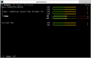 command-line mixer for PulseAudio with a curses interface