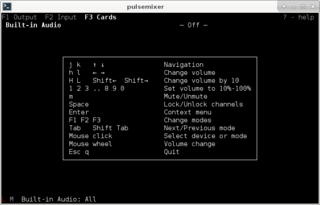 command-line mixer for PulseAudio with a curses interface