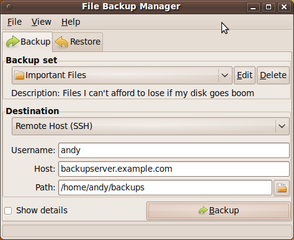 user friendly file backup tool for GNOME