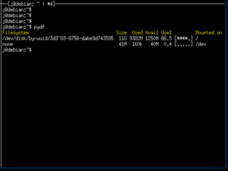 pydf shows the only partition