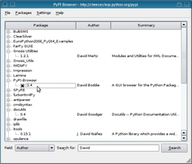 graphical interface for browsing the Python Package Index