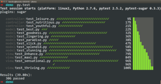 py.test output showing successful tests