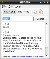 qdacco main window with the translation from Catalan "castell"