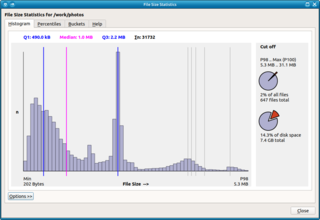 QDirStat file size distribution histogram
