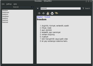 International dictionary written using Qt