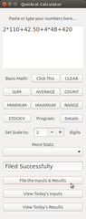 Filing Support in Quickcal Calculator