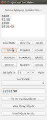 Summing of large set of numbers in Quickcal Calculator