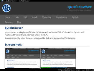 qutebrowser visiting the qutebrowser.org homepage