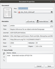 Document properties window