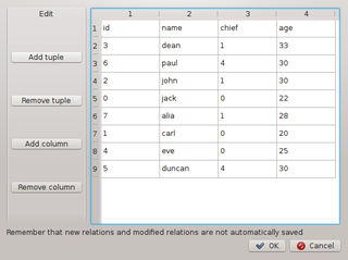 edit relations window