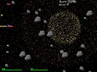 Fly through an asteroid field avoiding rocks and greeblies