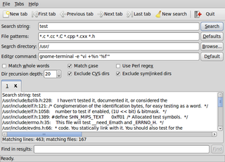 GNOME tool to find strings in a set of files