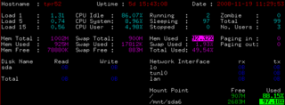 curses-based program which displays live system statistics