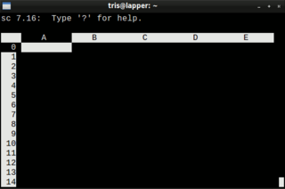 Text-based spreadsheet with VI-like keybindings