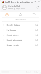 Main Applet Window showing the Libraries available for my Account