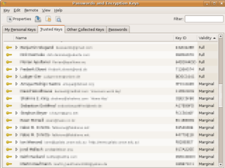 GNOME front end for GnuPG