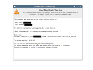 graphical hard disk health status notifier