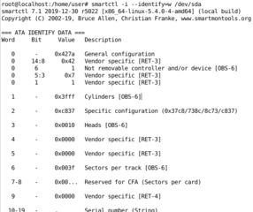smartctl -i --identify=w /dev/sda