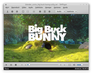 Smplayer playing the open short movie "Big Buck Bunny" made with Blender