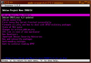 Text mode RSS newsreader