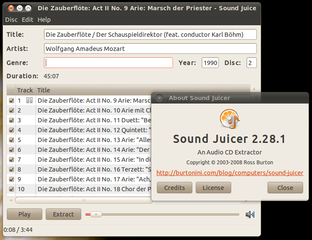 Main menu and "about" window