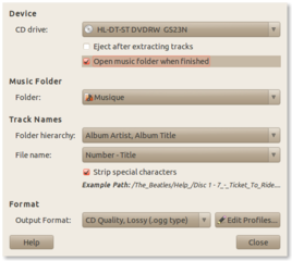 Preferences window