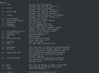 Common interface to speech synthesizers