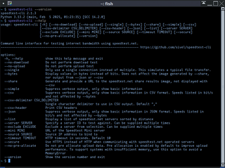 Command line interface for testing internet bandwidth using speedtest.net
