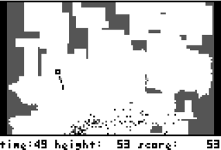 Tiny abstract black and white 2D cave-shooter