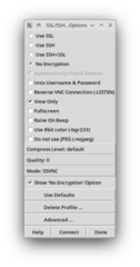 Enhanced TightVNC viewer with SSL/SSH tunnel helper