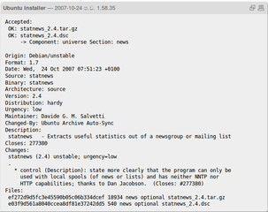 Extracts useful statistics out of a newsgroup or mailing list