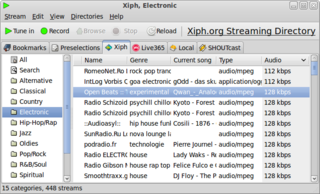 A GUI audio stream directory browser