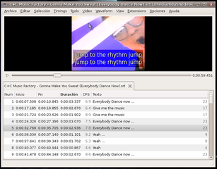 Graphical subtitle editor with sound waves representation