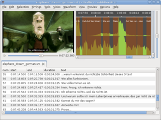 Graphical subtitle editor with sound waves representation