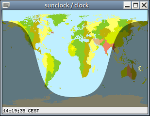 fancy clock showing time and geographical data