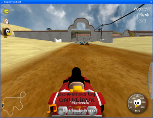 3D arcade racer with a variety of characters, tracks, and modes to play