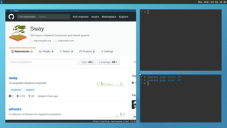 Sway as demonstrated by Drew DeVault from https://swaywm.org/
